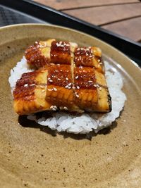 High angle view of bread on plate