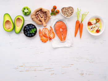 High angle view of orange slices on table