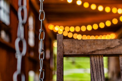 Close-up of swing at home