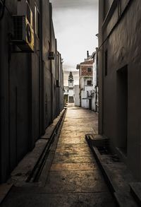 Empty alley amidst buildings in city