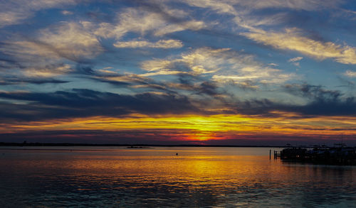 Scenic view of calm sea at sunset