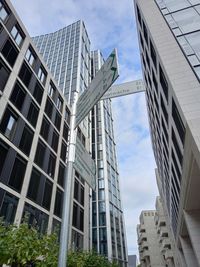 Low angle view of modern buildings in city, frankfurt