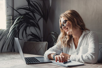 Businesswoman working at office