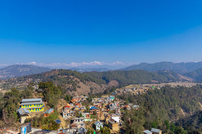High angle view of townscape against sky