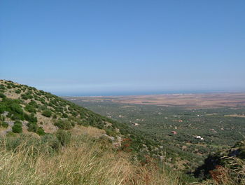 Scenic view of landscape against clear sky