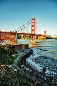 View of suspension bridge against sky