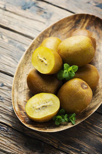 High angle view of fruits on table