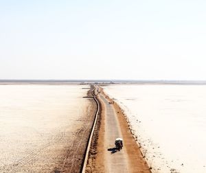 Scenic view of beach against clear sky