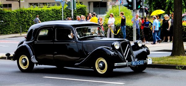 Vintage car on street in city