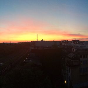 Buildings at sunset