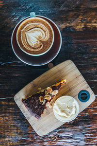 High angle view of coffee on table