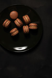 High angle view of breakfast in plate on table