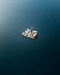 High angle view of ship in sea