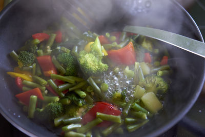 Close-up of food in cooking pan