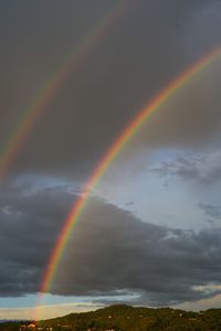 Low angle view of rainbow against sky