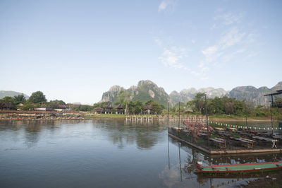 Scenic view of lake against sky