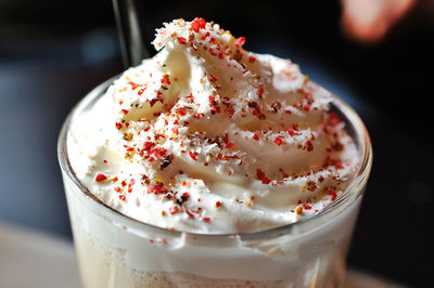 Close-up of ice cream on table