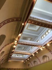 Low angle view of illuminated ceiling