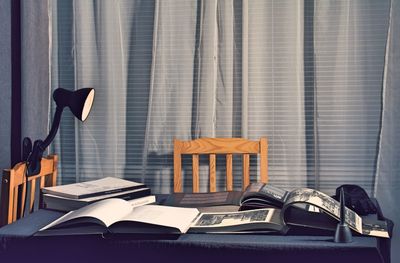 Close-up of books on table