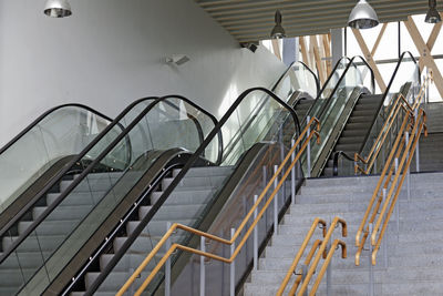 High angle view of escalator