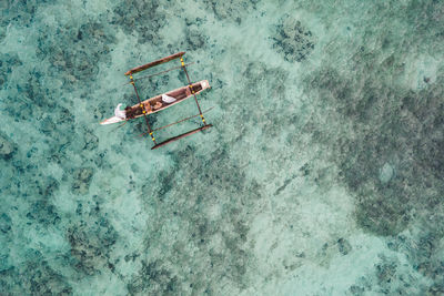 High angle view of boat in water