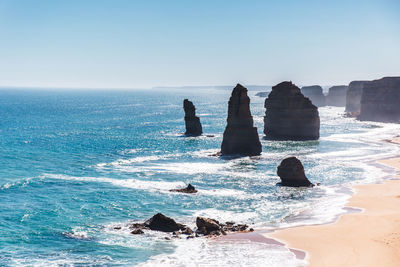 Scenic view of sea against clear sky