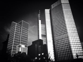 Low angle view of modern buildings against sky