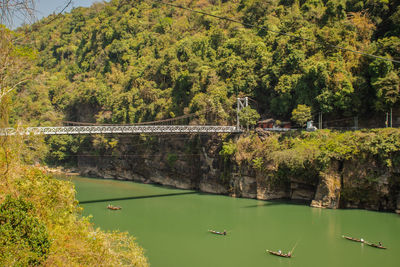 Iron bridge at river from flat anlge