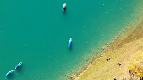 High angle view of people on beach