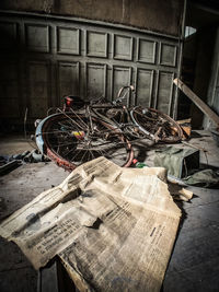 Damaged metallic structure in abandoned building