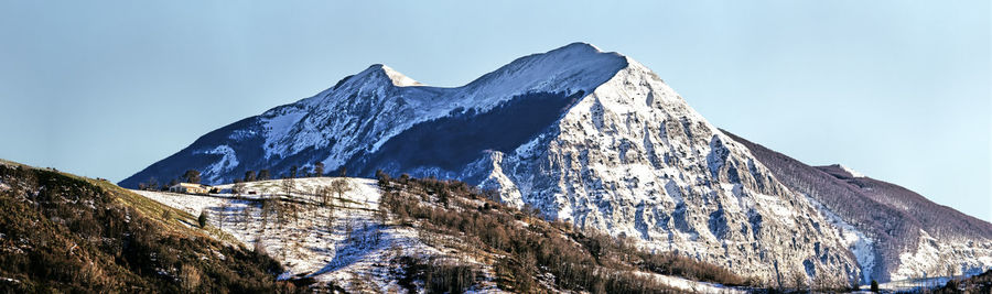 Scenic view of snowcapped mountain against sky