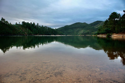 Scenic view of lake against sky