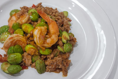 High angle view of meal served in plate