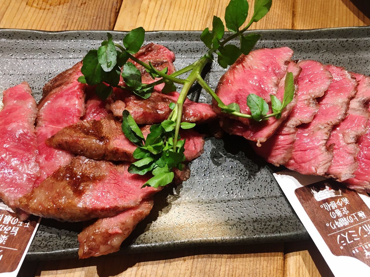 food and drink, food, meat, freshness, table, still life, ready-to-eat, close-up, indoors, red meat, no people, high angle view, vegetable, beef, healthy eating, serving size, meal, wellbeing, slice, herb, garnish, dinner, crockery, tray