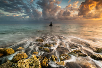Scenic view of sea against sky during sunset