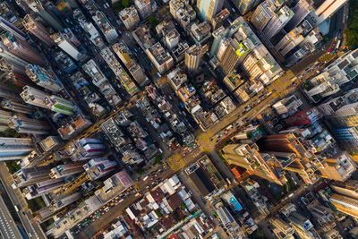 High angle view of buildings in city