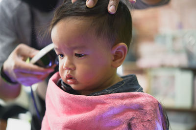 Close-up portrait of cute baby