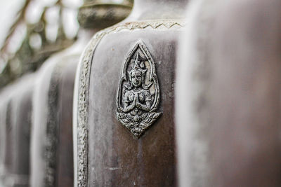 Close-up of text on metal