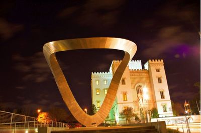 Low angle view of illuminated bridge