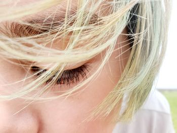 Close-up of girl with blond hair