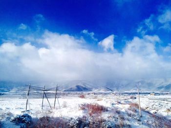 Scenic view of snow covered landscape