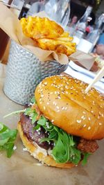 Close-up of sandwich on plate