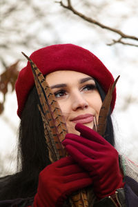 Portrait of woman in red hat