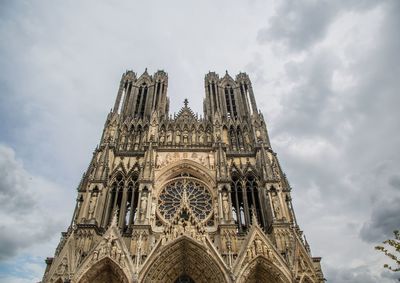 Low angle view of temple building against sky