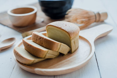 High angle view of breakfast on table