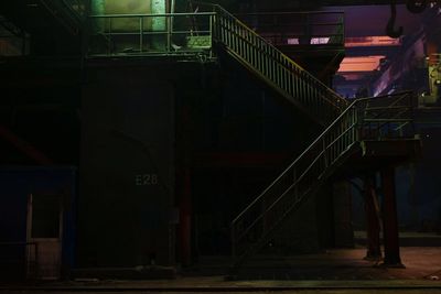 View of stairs at night