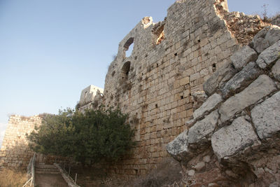 Low angle view of old building against sky