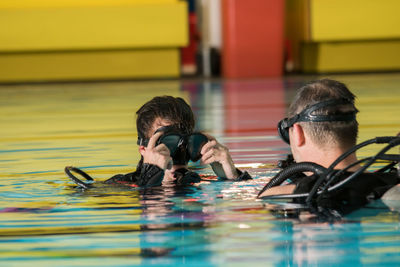 People swimming in pool