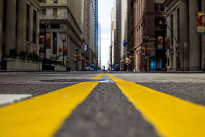 Road amidst buildings in city