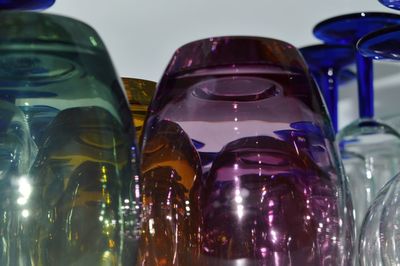 Close-up of glass bottles on table